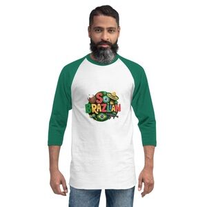 So Brazilian Graphic Raglan Tee with Green Sleeves From I’M So What Co